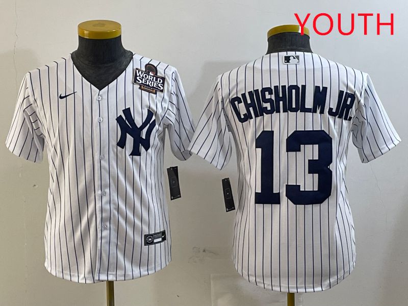 Youth New York Yankees #13 Chisholm jr White Stripe Game 2025 Nike MLB Jersey style 3->youth mlb jersey->Youth Jersey